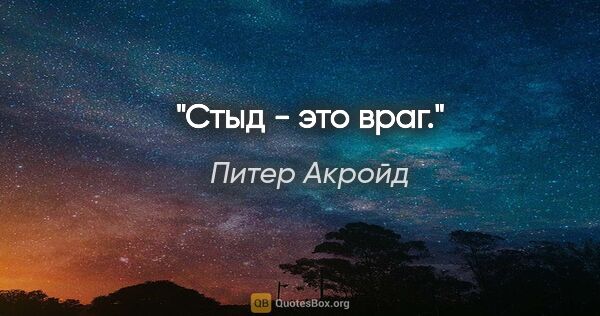 Питер Акройд цитата: "Стыд - это враг."