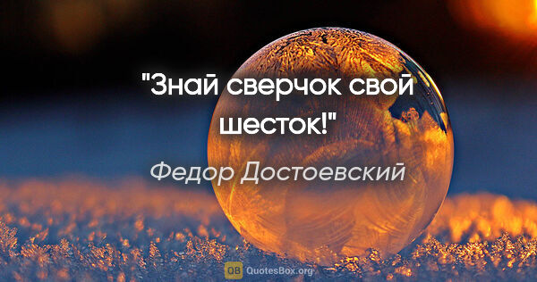 Федор Достоевский цитата: "Знай сверчок свой шесток!"