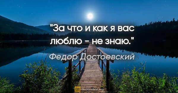 Федор Достоевский цитата: "За что и как я вас люблю - не знаю."
