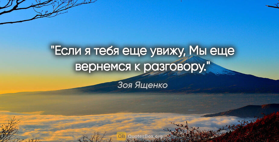 Зоя Ященко цитата: "Если я тебя еще увижу,

Мы еще вернемся к разговору."