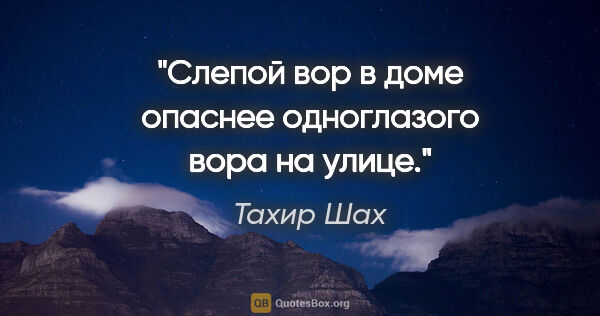 Тахир Шах цитата: "Слепой вор в доме опаснее одноглазого вора на улице."