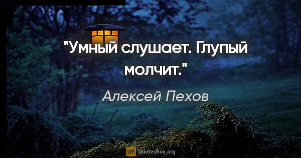 Алексей Пехов цитата: "Умный слушает. Глупый молчит."