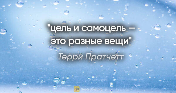 Терри Пратчетт цитата: "цель и самоцель — это разные вещи"