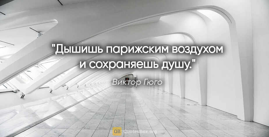 Виктор Гюго цитата: "Дышишь парижским воздухом и сохраняешь душу."