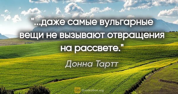 Донна Тартт цитата: "...даже самые вульгарные вещи не вызывают отвращения на рассвете."