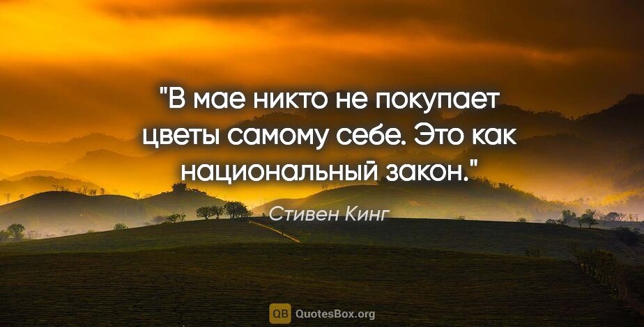 Стивен Кинг цитата: "В мае никто не покупает цветы самому себе. Это как..."