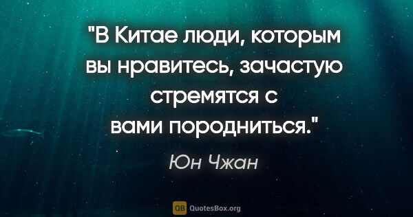 Юн Чжан цитата: "В Китае люди, которым вы нравитесь, зачастую стремятся с вами..."