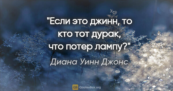 Диана Уинн Джонс цитата: "Если это джинн, то кто тот дурак, что потер лампу?"