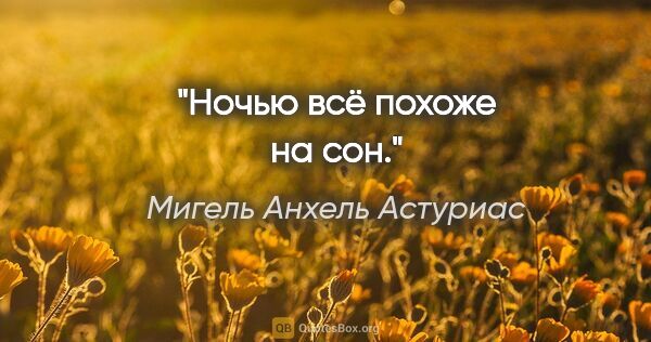 Мигель Анхель Астуриас цитата: "«Ночью всё похоже на сон.»"