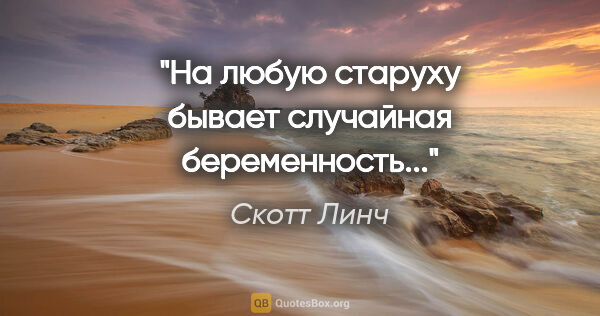 Скотт Линч цитата: "На любую старуху бывает случайная беременность..."