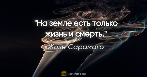 Жозе Сарамаго цитата: "На земле есть только жизнь и смерть."