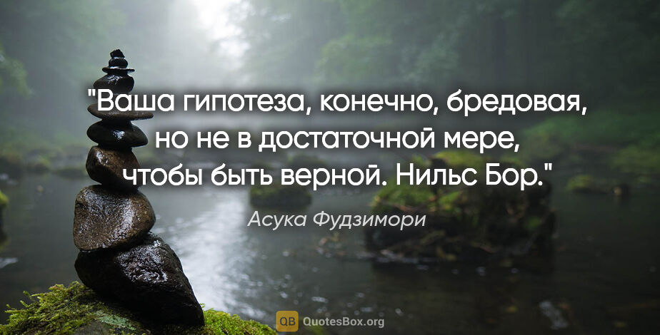 Асука Фудзимори цитата: "Ваша гипотеза, конечно, бредовая, но не в достаточной мере,..."