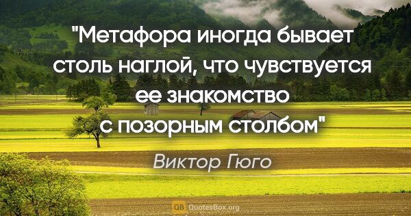 Виктор Гюго цитата: "Метафора иногда бывает столь наглой, что чувствуется ее..."