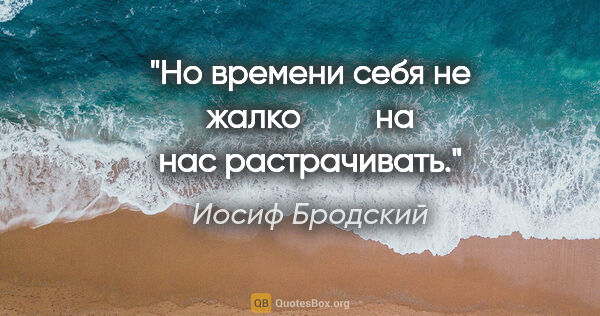 Иосиф Бродский цитата: "Но времени себя не жалко

        на нас растрачивать."