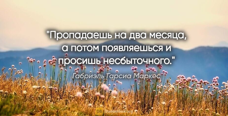 Габриэль Гарсиа Маркес цитата: "Пропадаешь на два месяца, а потом появляешься и просишь..."