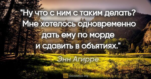 Энн Агирре цитата: "Ну что с ним с таким делать?  Мне хотелось одновременно дать..."