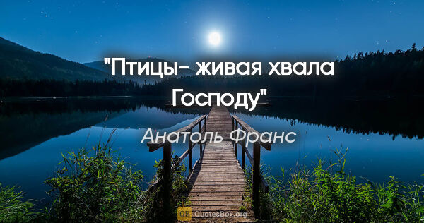 Анатоль Франс цитата: "Птицы- живая хвала Господу"