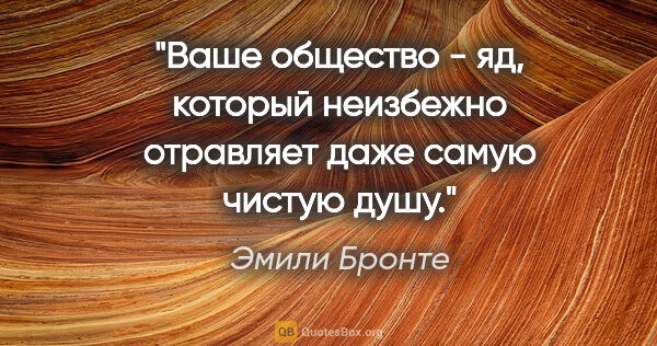 Эмили Бронте цитата: "Ваше общество - яд, который неизбежно отравляет даже самую..."