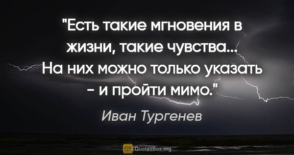 Иван Тургенев цитата: "Есть такие мгновения в жизни, такие чувства... На них можно..."