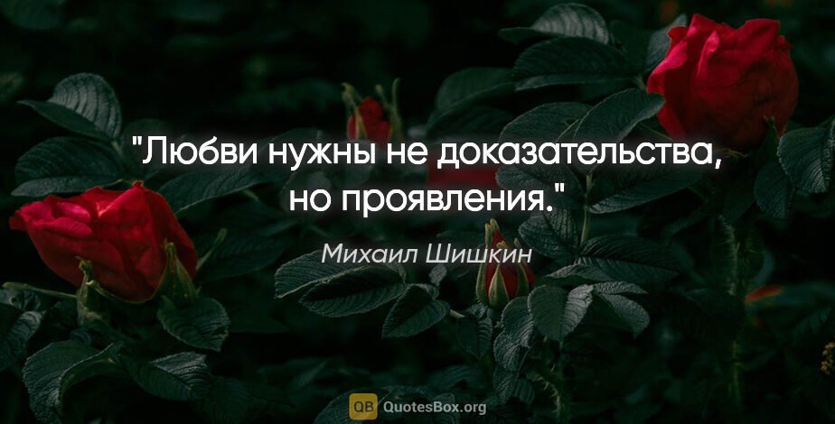 Михаил Шишкин цитата: "Любви нужны не доказательства, но проявления."