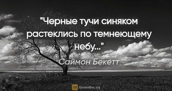 Саймон Бекетт цитата: "Черные тучи синяком растеклись по темнеющему небу..."