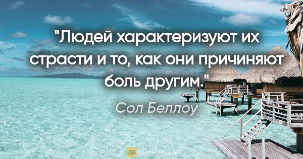 Сол Беллоу цитата: "Людей характеризуют их страсти и то, как они причиняют боль..."