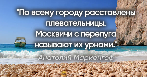 Анатолий Мариенгоф цитата: "По всему городу расставлены плевательницы. Москвичи с перепуга..."