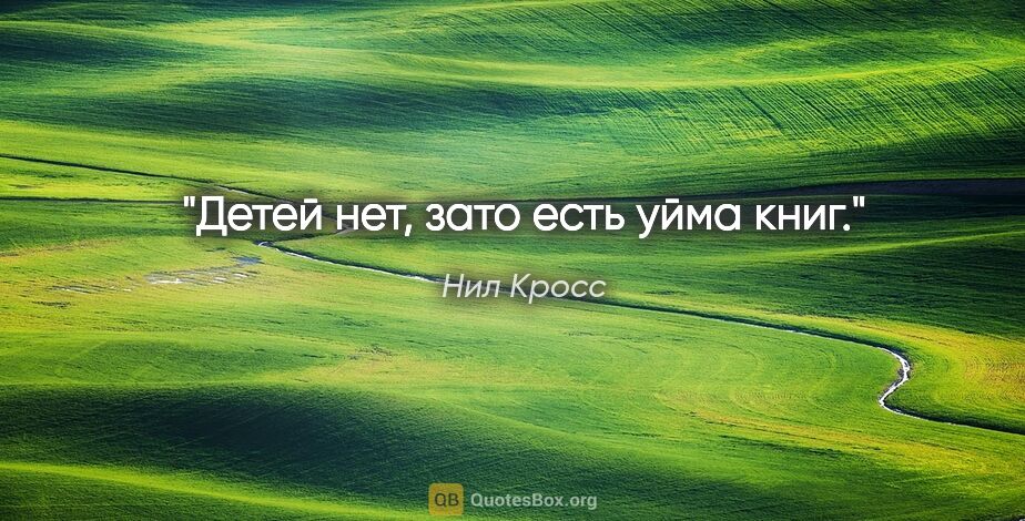 Нил Кросс цитата: "Детей нет, зато есть уйма книг."