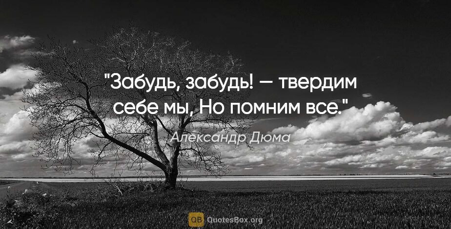 Александр Дюма цитата: "«Забудь, забудь!» — твердим себе мы, Но помним все."