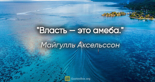 Майгулль Аксельссон цитата: "Власть — это амеба."