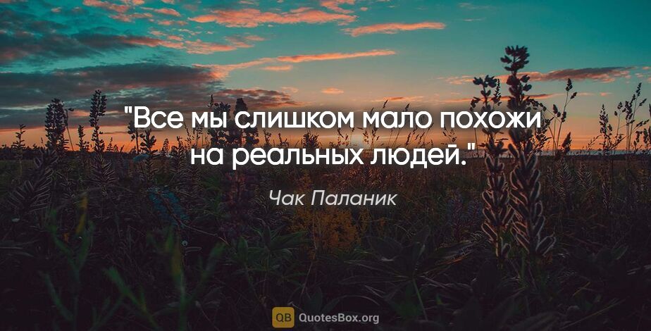 Чак Паланик цитата: "Все мы слишком мало похожи на реальных людей."