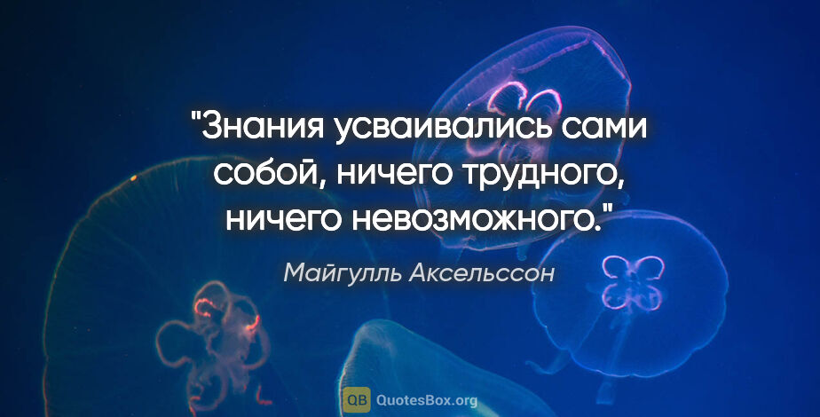 Майгулль Аксельссон цитата: "Знания усваивались сами собой, ничего трудного, ничего..."