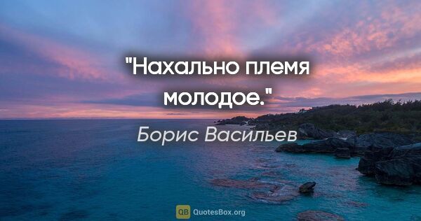 Борис Васильев цитата: "Нахально племя молодое."