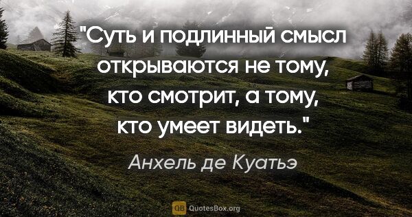 Анхель де Куатьэ цитата: ""Суть и подлинный смысл открываются не тому, кто смотрит, а..."