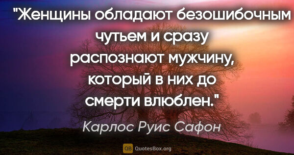 Карлос Руис Сафон цитата: "Женщины обладают безошибочным чутьем и сразу распознают..."