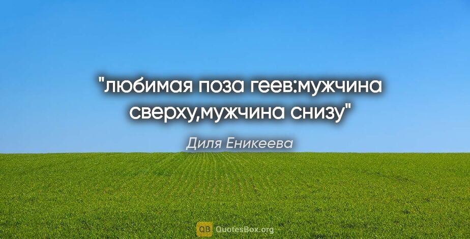 Диля Еникеева цитата: "любимая поза геев:мужчина сверху,мужчина снизу"