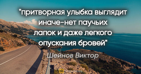 Шейнов Виктор цитата: "притворная улыбка выглядит иначе-нет паучьих лапок и даже..."