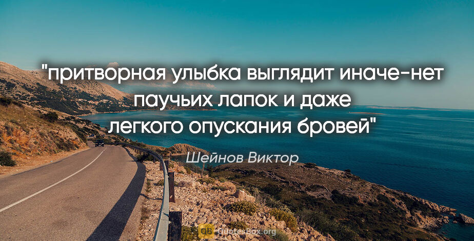 Шейнов Виктор цитата: "притворная улыбка выглядит иначе-нет паучьих лапок и даже..."