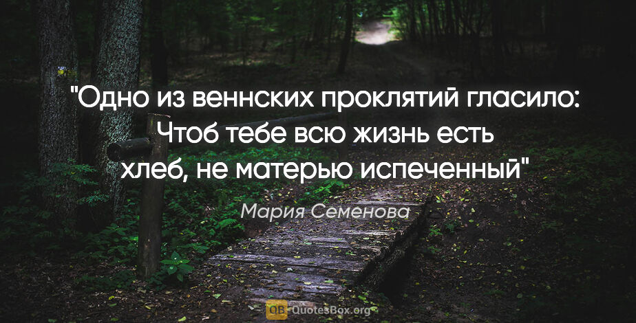 Мария Семенова цитата: "Одно из веннских проклятий гласило: "Чтоб тебе всю жизнь есть..."