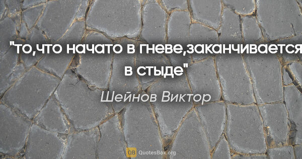 Шейнов Виктор цитата: "то,что начато в гневе,заканчивается в стыде"