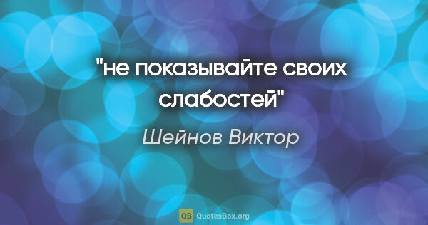 Шейнов Виктор цитата: "не показывайте своих слабостей"