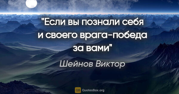 Шейнов Виктор цитата: "Если вы познали себя и своего врага-победа за вами"