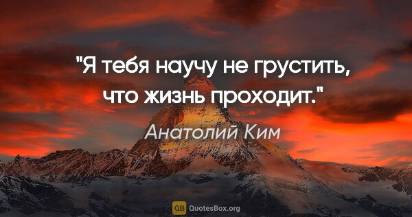 Анатолий Ким цитата: "Я тебя научу не грустить, что жизнь проходит."