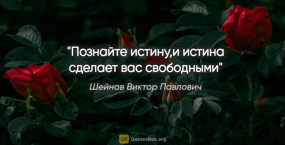 Шейнов Виктор Павлович цитата: "Познайте истину,и истина сделает вас свободными"