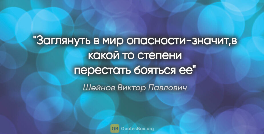 Шейнов Виктор Павлович цитата: "Заглянуть в мир опасности-значит,в какой то степени перестать..."
