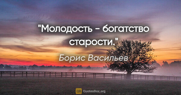 Борис Васильев цитата: "Молодость - богатство старости."