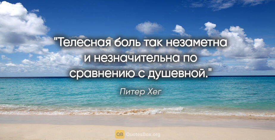 Питер Хег цитата: "Телесная боль так незаметна и незначительна по сравнению с..."