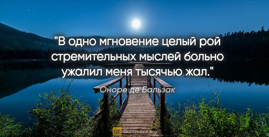 Оноре де Бальзак цитата: "В одно мгновение целый рой стремительных мыслей больно ужалил..."