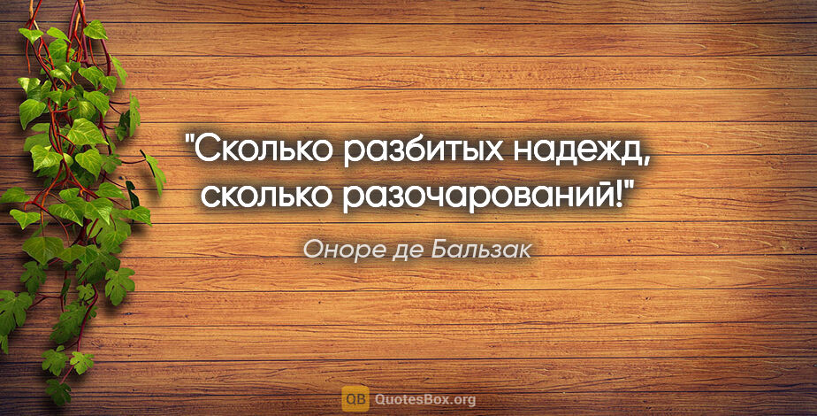 Оноре де Бальзак цитата: "Сколько разбитых надежд, сколько разочарований!"