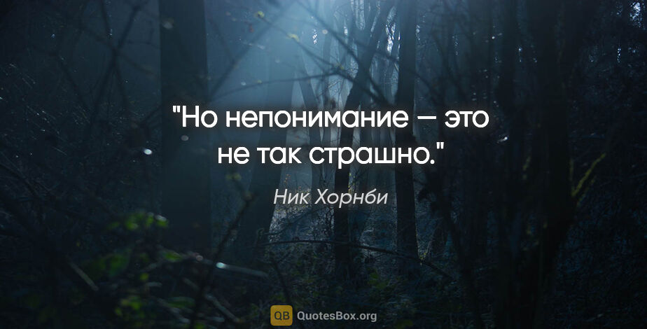 Ник Хорнби цитата: "Но непонимание — это не так страшно."